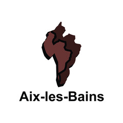 Map City of Aix Les Bains design illustration, vector symbol, sign, outline, World Map International vector template on white background