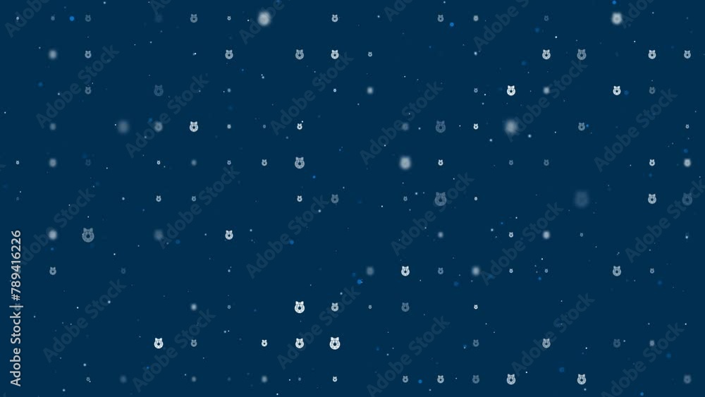 Poster template animation of evenly spaced christmas wreath symbols of different sizes and opacity. animati