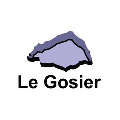 Map City of Le Gosier design illustration, vector symbol, sign, outline, World Map International vector template on white background
