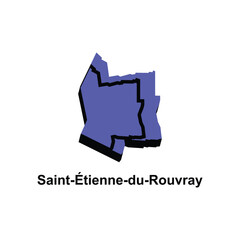 Map City of Saint Etienne Du Rouvray design illustration, vector symbol, sign, outline, World Map International vector template on white background
