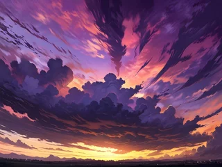 Papier Peint photo Tailler abstract purple sky, Sunset Sky Amidst Dramatic Cloudscape