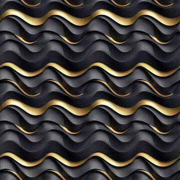 Modern universal minimalist artistic seamless 3d black and gold pattern