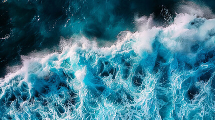 An image displaying the essence of turquoise ocean waves crashing and creating vivid splashes, ideal for an energetic and lively background. through abstract art.