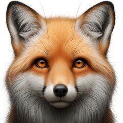 Obraz premium Fox Portrait. Wild Amazing Beautiful Forest Animal Isolated on Background. Realistic Cute Character Illustration. Nature, Ecology, Wildlife Creature Care and Safe Concept. 