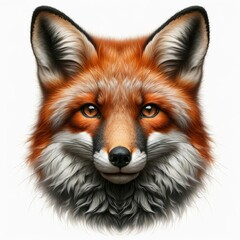 Fox Portrait. Wild Amazing Beautiful Forest Animal Isolated on Background. Realistic Cute Character Illustration. Nature, Ecology, Wildlife Creature Care and Safe Concept. 