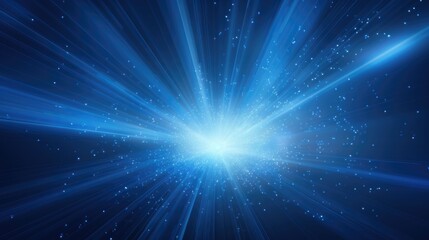 Naklejka premium Dynamic blue light rays and particles on a dark background.