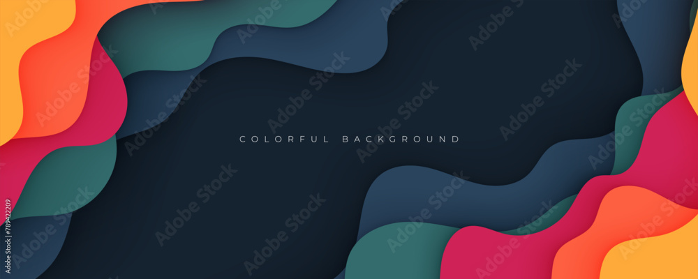 Aufkleber colorful abstract wavy papercut layers background gradient shape design vector