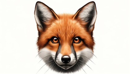 Fox Portrait. Wild Amazing Beautiful Forest Animal Isolated on Background. Realistic Cute Character Illustration. Nature, Ecology, Wildlife Creature Care and Safe Concept. 