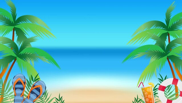 Endless loop of summer background with beach view