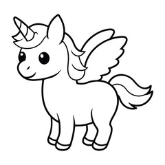 Adorable Chibi Unicorn Line Art 