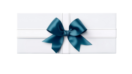 Blank white gift voucher with blue ribbon isolated on transparent background,for decoration artwork design,banner,Advertise and celebration in festive.