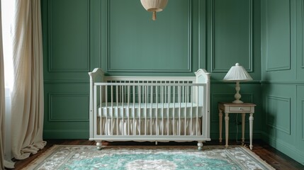  A baby cot, with a  plain background, Generated AI