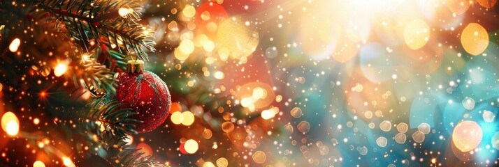 Obraz na płótnie Canvas Christmas abstract bokeh background with snow flakes. , highlighting its striking features, Banner Image For Website, Background, Desktop Wallpaper
