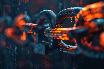 A line of code transforming into a padlock, symbolizing data encryption and online security. - obrazy, fototapety, plakaty