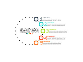 Business infographic. 5 Steps Modern Mindmap diagram with circle topics and numbers, presentation vector infographic.