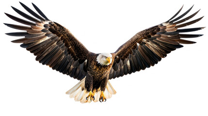 Obraz premium majestic eagle flying with spread wings isolated on white background