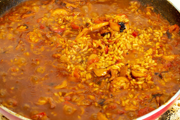 Paella in the Making - Spanish Culinary Tradition