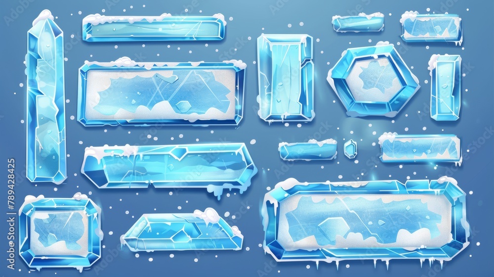 Poster an overlay panel with ice texture and snow. a template for a webcam video application design. a mode