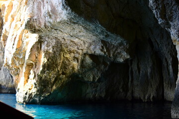 ZURRIEQ, MALTA - Augusts 06, 2021: The Blue Grotto - A famous sea cave surrounded by the deep blue...