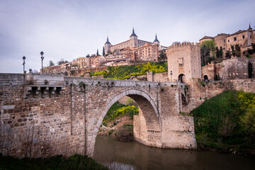 View towards Alcazar in Toledo in Spain