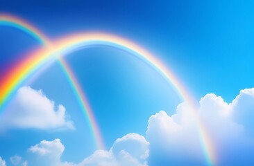 Rainbow background on blue heart sky