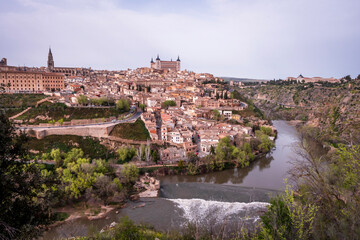 View towards Toledo Old City and River Tagus from Mirador del Valle