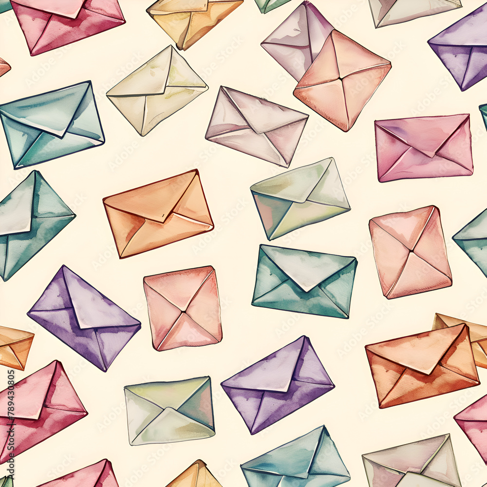 Poster a colorful array of envelopes with different colors and sizes. concept of joy and excitement, as the