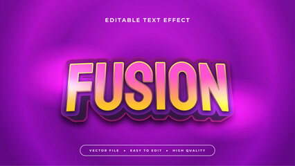Yellow pink and purple violet fusion 3d editable text effect - font style