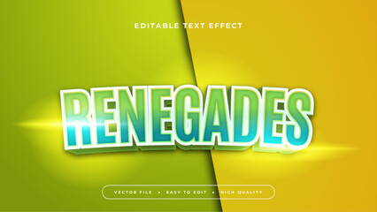 Yellow green and blue renegades 3d editable text effect - font style