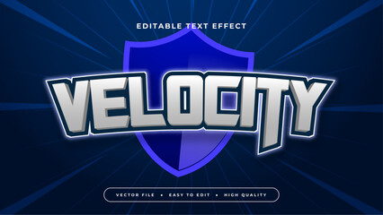 Blue white and gray grey velocity 3d editable text effect - font style