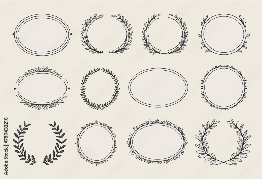 Poster vector illustration of minimal line style arch and oval shape boho frame