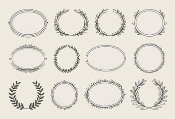 Vector Illustration of Minimal Line Style Arch and Oval Shape Boho Frame