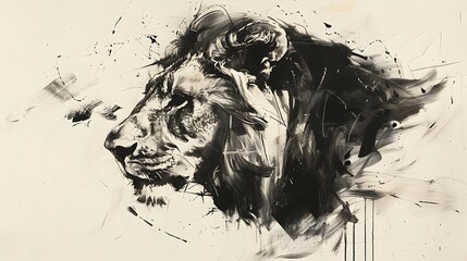 a black painted lion on a white background