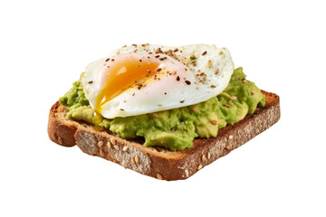 Healthy breakfast with whole wheat toast,mashed avocado and egg boiled isolated on transparent background.