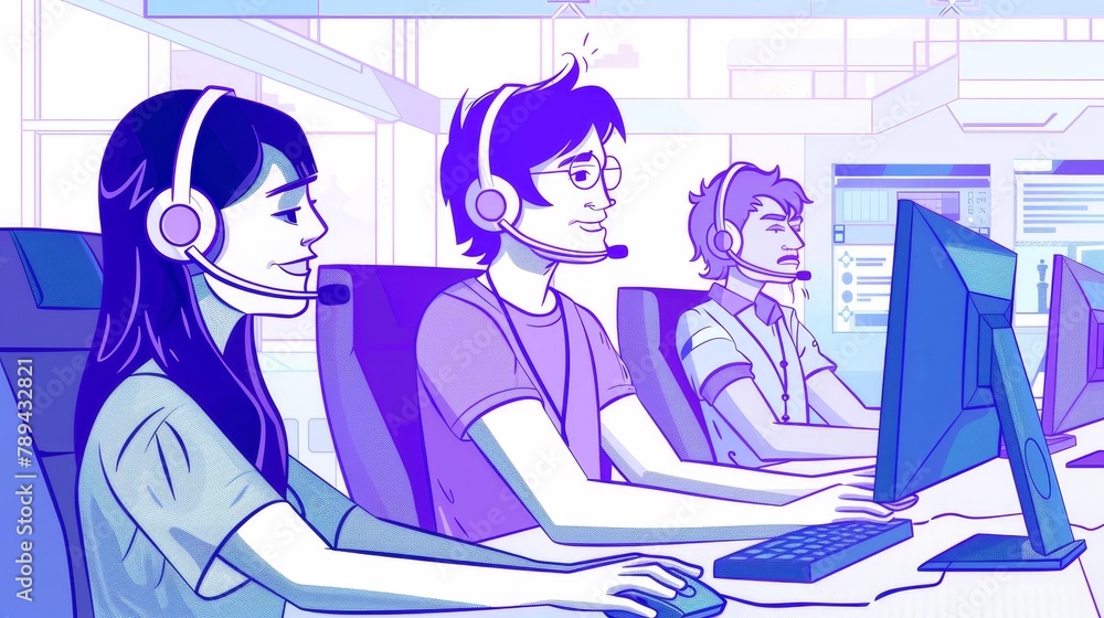 Aufkleber support service for clients through hotlines and help desks online. technical specialists solve clie