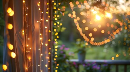 Obraz premium a garden with warm led lights soft bokeh