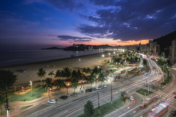Evening at the Boulevard at Santos And Sao Vicente, Brazil. April 2 2024.