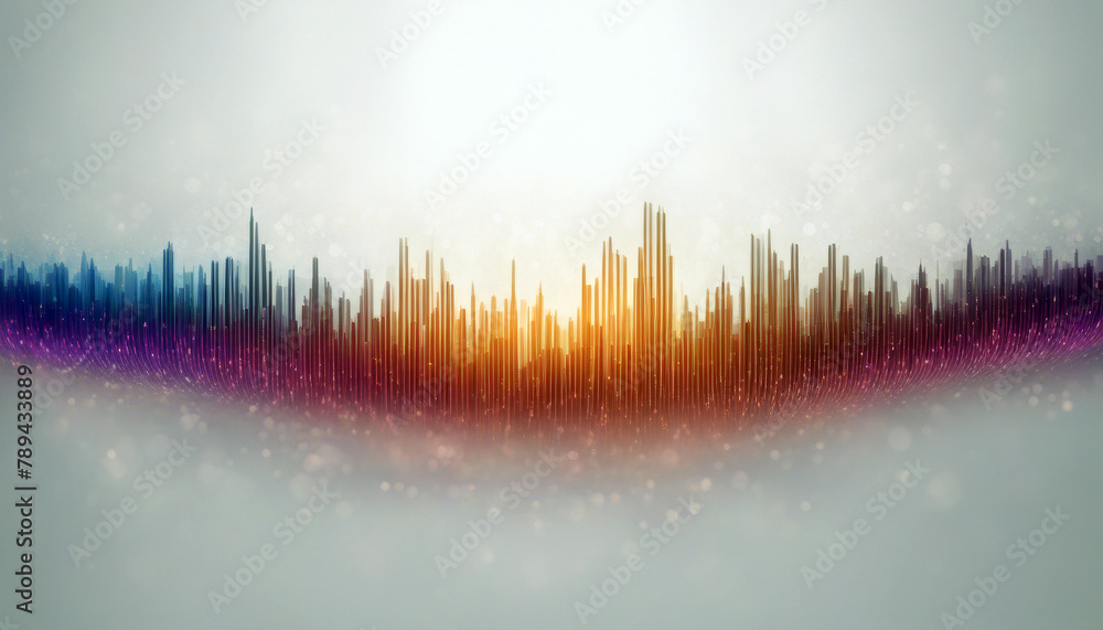 Poster spectrum icon music audio circular radial frequency pattern equalizer semicircle frame sound wave ci