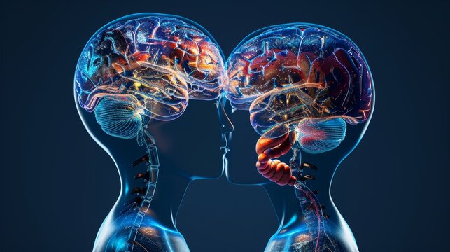 Human brain hemispheres left and right