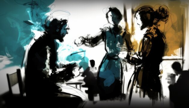 The Improvisation, In a spontaneous improvisational session, actors dive into a scene with no script, Generated AI.