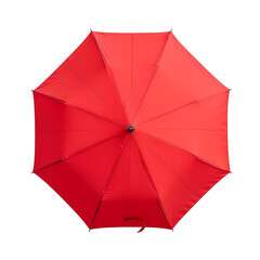 isolated open red umbrella, top view