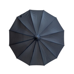 isolated open black umbrella, top view