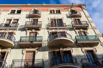 Barcelona, Spain: typical house facades, Gracia district