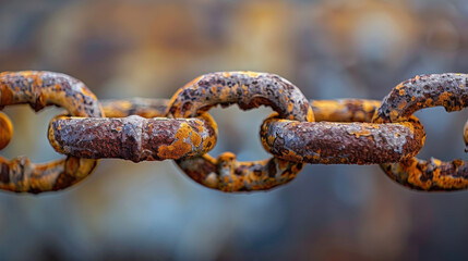 Fototapeta premium close up of a rusted chain with a blurred background