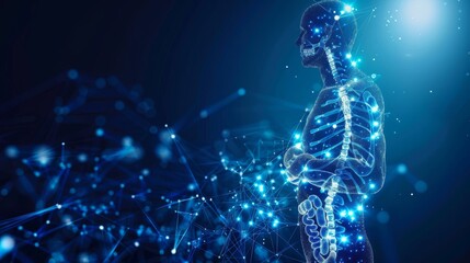 Medical, scientific, and technological concept with abstract human body. Modern illustration.