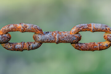 Fototapeta premium close up of a rusted chain with a blurred background