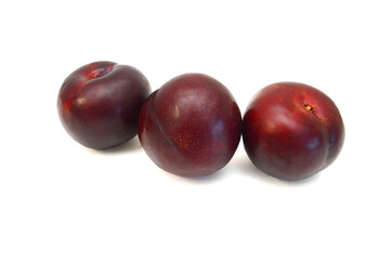 Red plum fruit isolated on white background