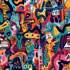 Freedom Unleashed: A Vibrant Doodle Header Brimming with Unique Shapes and Rich Textures