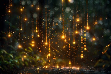 Obraz premium Dark Background With Yellow Lights and Rain Drops. Generative AI
