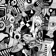 Organized Chaos Unleashed: A Vibrant Doodle Art Header Brimming with Abstract Shapes and Textures